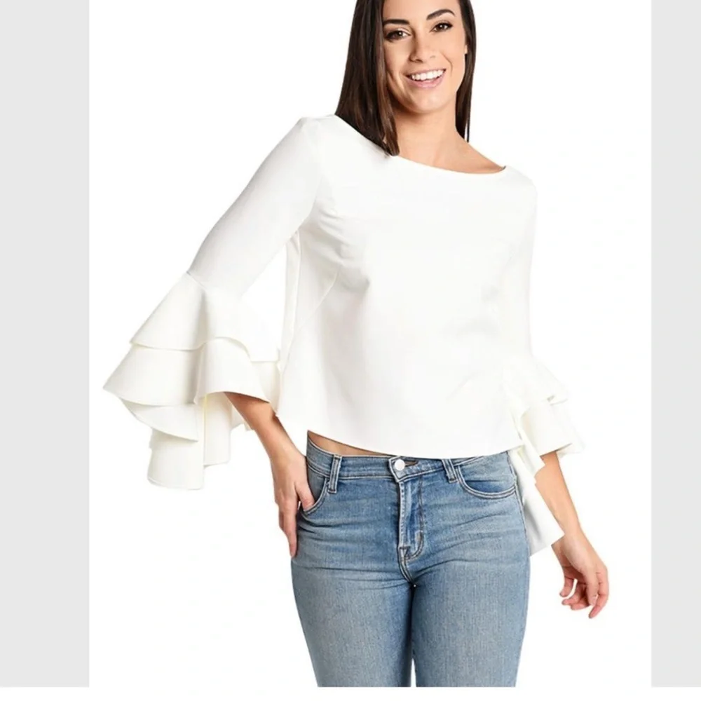Milly Cream Ruffle Sleeve Blouse